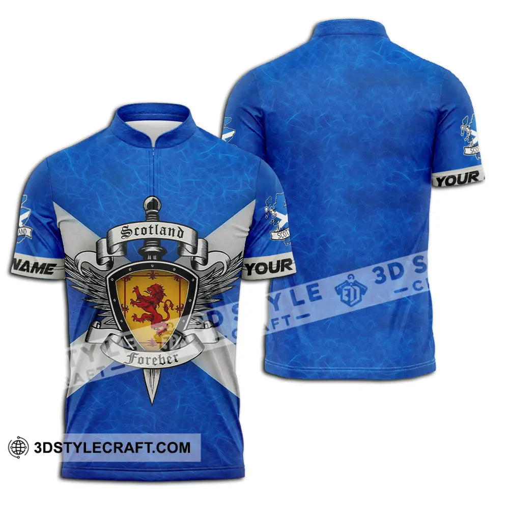 Unisex Shirt - Custom Scotland Forever Shirt Zipper Polo Shirt / S T-shirt