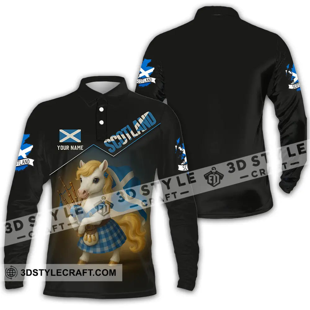 Unisex Shirt - Custom Scotland Shirt Long Sleeve Polo / S T-shirt