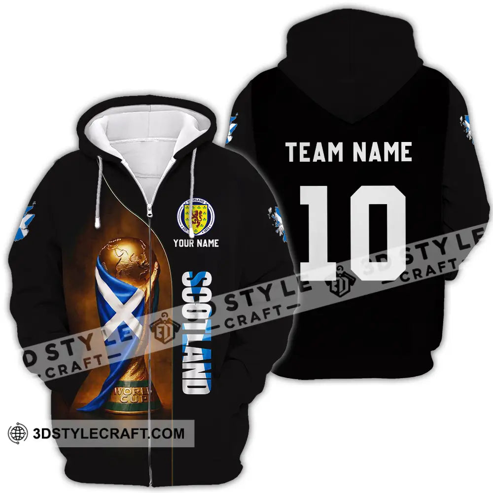 Unisex Shirt - Custom Scotland World Cup 3D Shirt Zipper Hoodie / S T-shirt