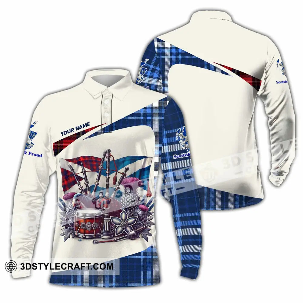 Unisex Shirt - Custom Scottish & Proud Shirt Long Sleeve Polo / S T-shirt