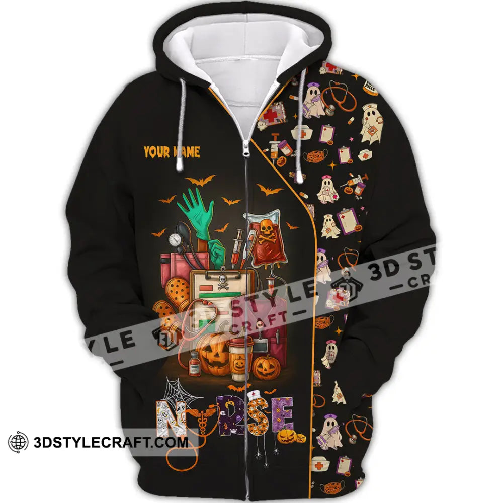 Unisex Shirt - Custom Scrubstar Fright Friends Nurse Halloween Shirt Zipper Hoodie / S T-shirt