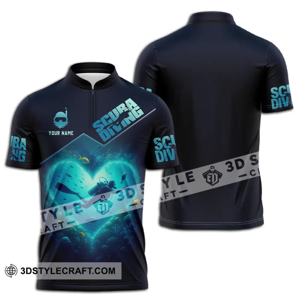 Unisex Shirt - Custom Scuba Diving 3D Shirt Zipper Polo Shirt / S T-shirt