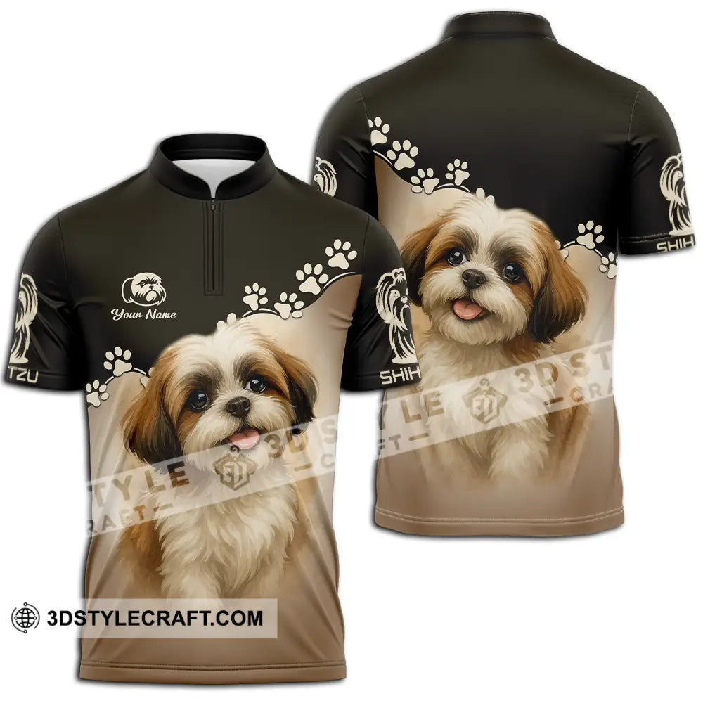 Unisex Shirt - Custom Shih Tzu Shirt Zipper Polo Shirt / S T-shirt