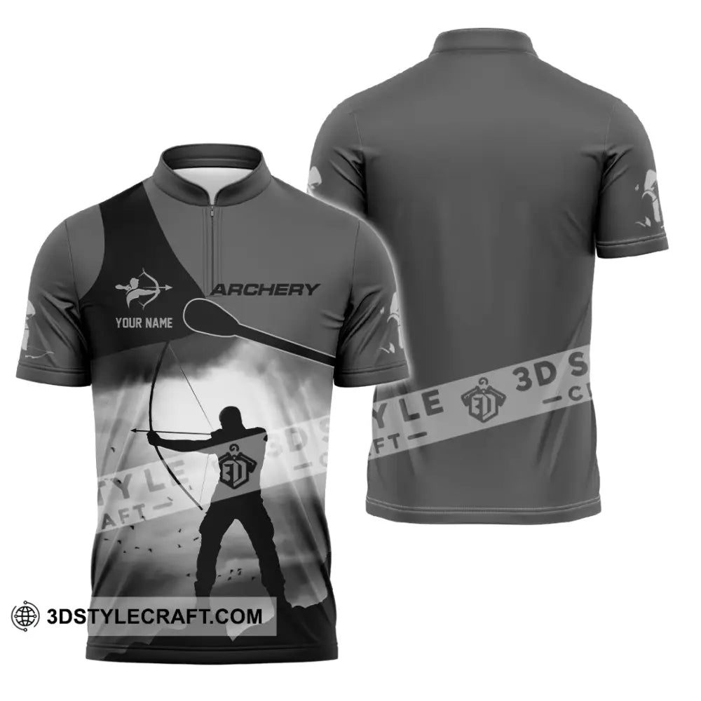 Unisex Shirt - Custom Shooting Archery Player Shirt Zipper Polo Shirt / S T-shirt