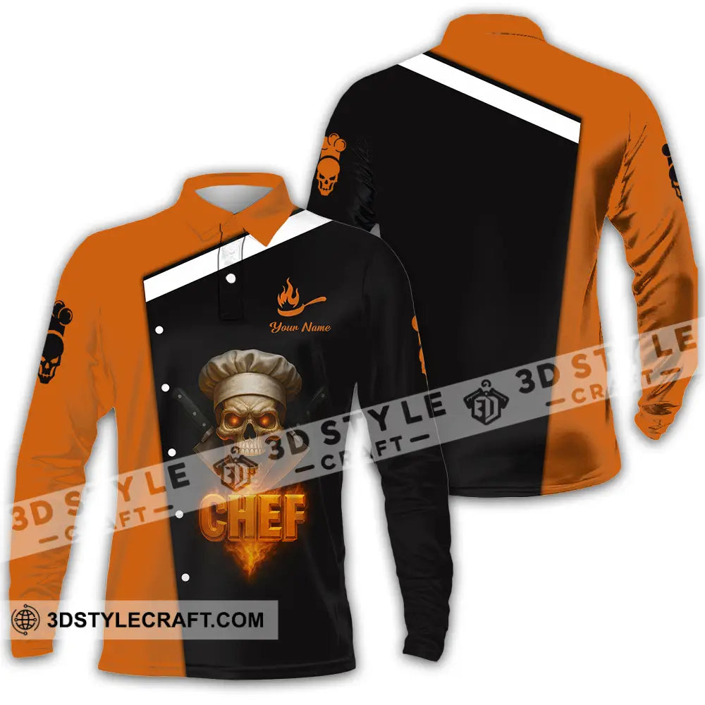 Unisex Shirt - Custom Skull Master Chef Shirt Long Sleeve Polo / S T-shirt