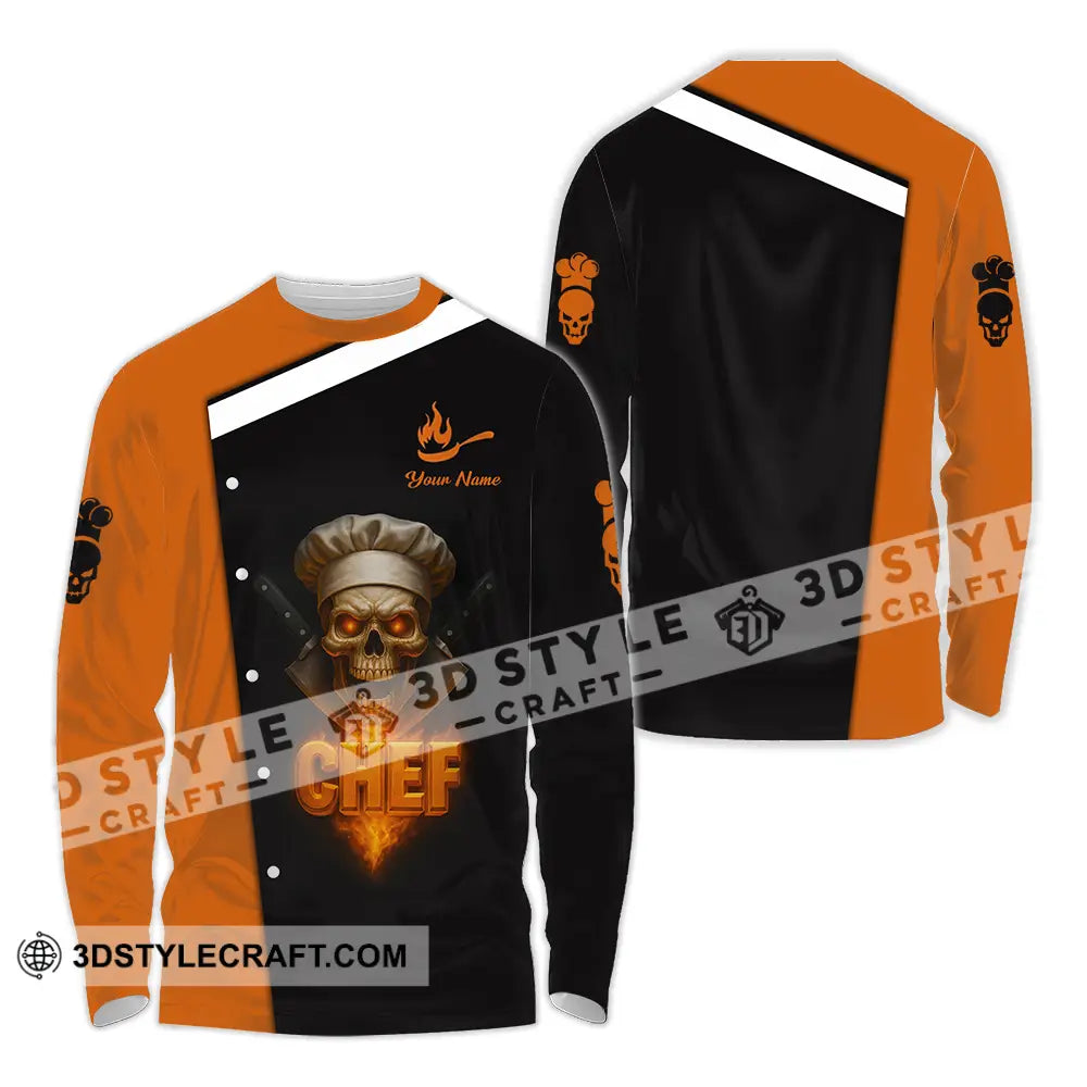 Unisex Shirt - Custom Skull Master Chef Shirt Long Sleeve Shirt / S T-shirt
