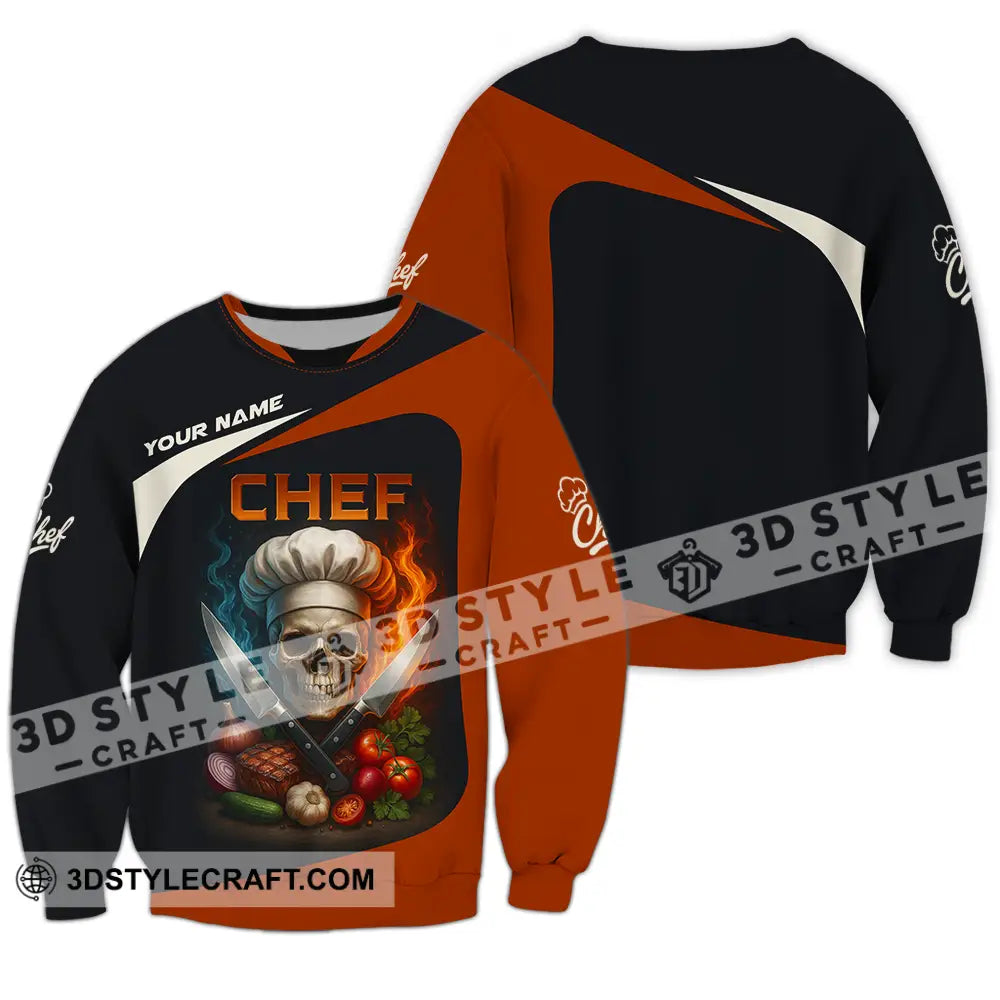 Unisex Shirt - Custom Skull Master Chef Chef Shirt Long Sleeve / S T-shirt
