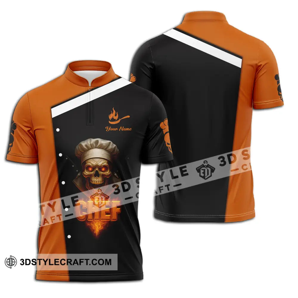 Unisex Shirt - Custom Skull Master Chef Shirt Zipper Polo Shirt / S T-shirt