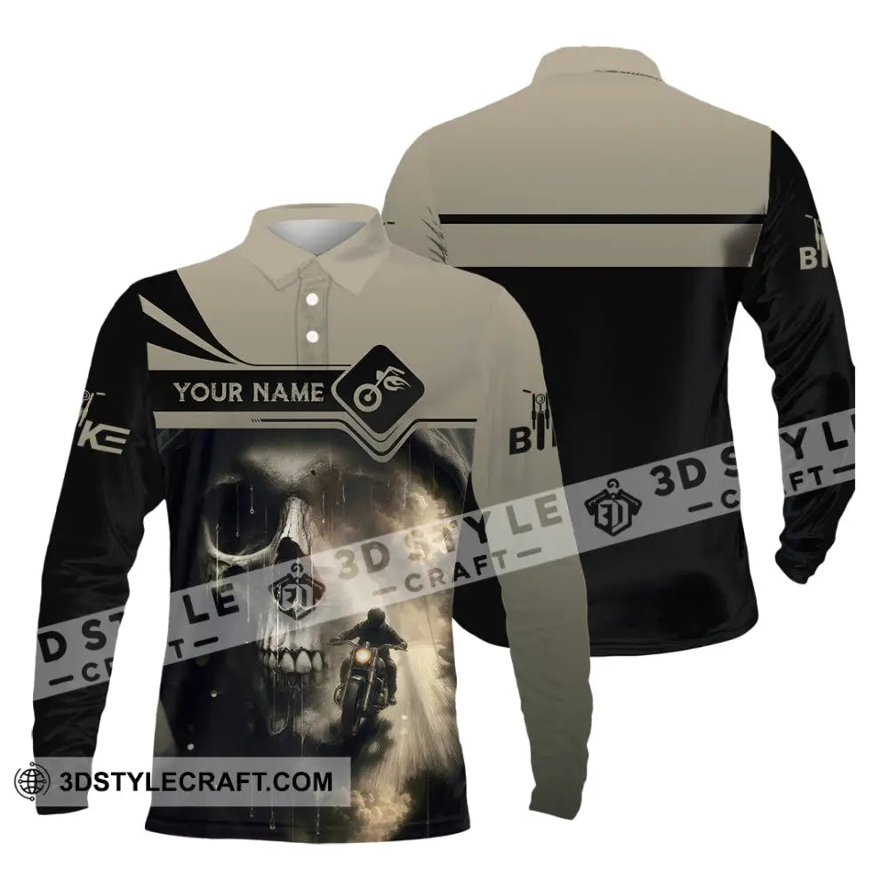 Unisex Shirt - Custom Skull Rider Shirt Long Sleeve Polo / S T-shirt