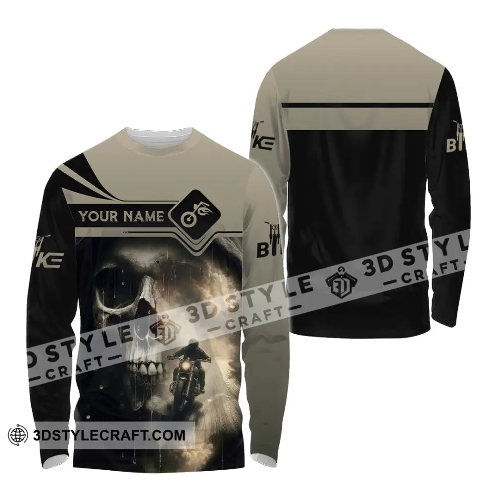 Unisex Shirt - Custom Skull Rider Shirt Long Sleeve Shirt / S T-shirt