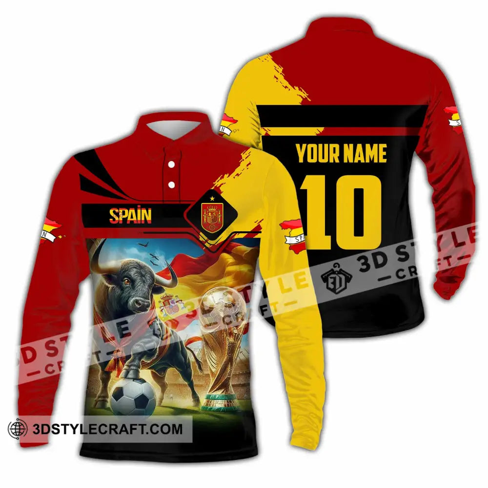 Unisex Shirt - Custom Spain 3D Shirt Long Sleeve Polo / S T-shirt