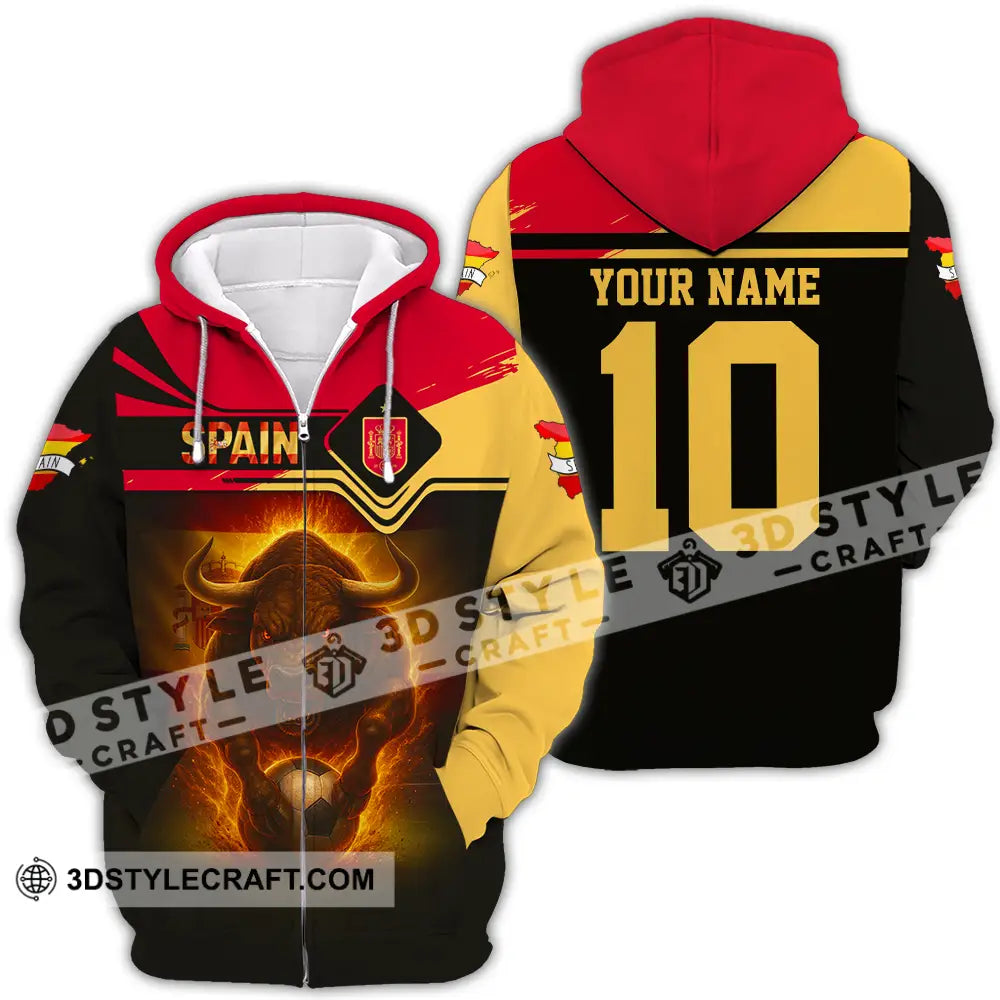 Unisex Shirt - Custom Spain 3D Shirt Zipper Hoodie / S T-shirt