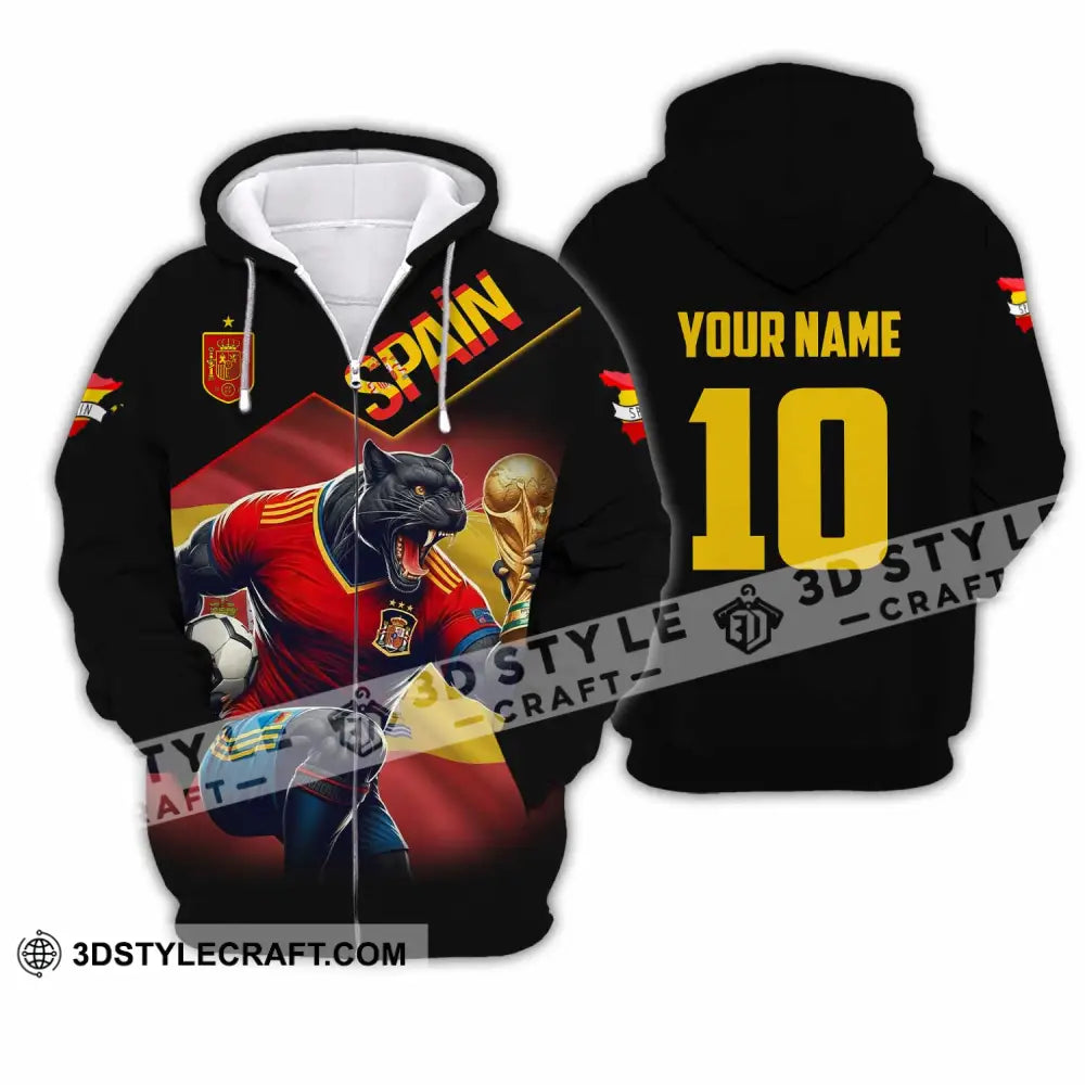 Unisex Shirt - Custom Spain World Cup 3D Shirt Zipper Hoodie / S T-shirt