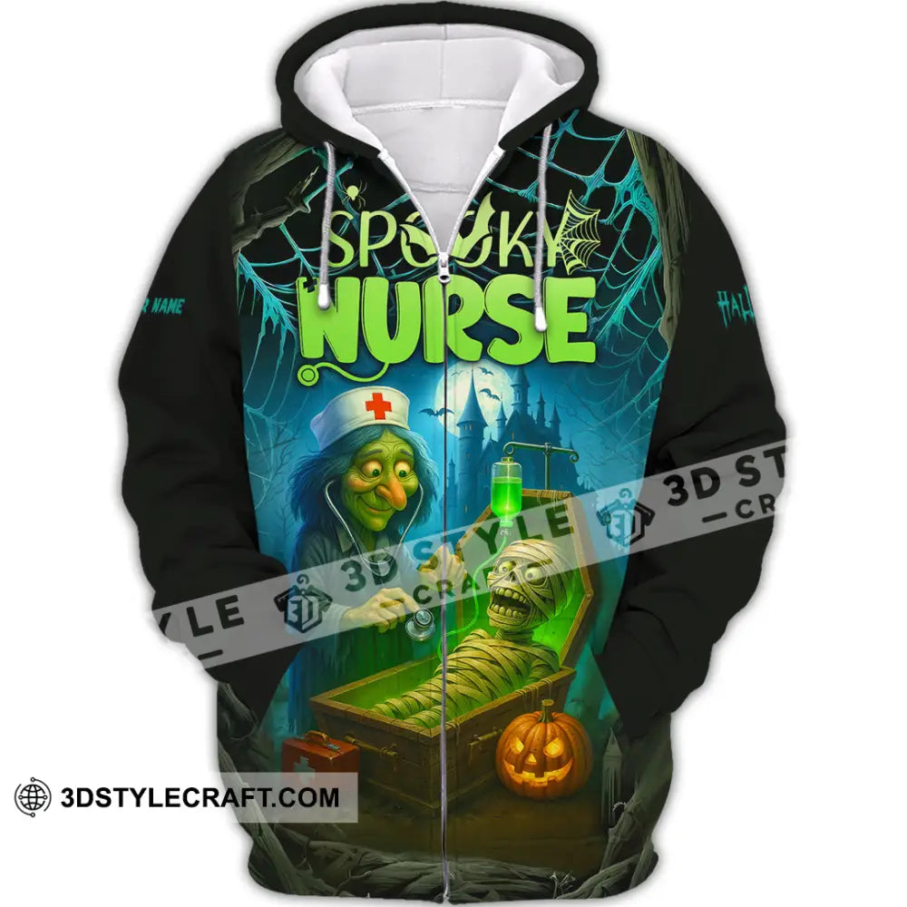 Unisex Shirt - Custom Spoopy Nurse Halloween Shirt Zipper Hoodie / S T-shirt