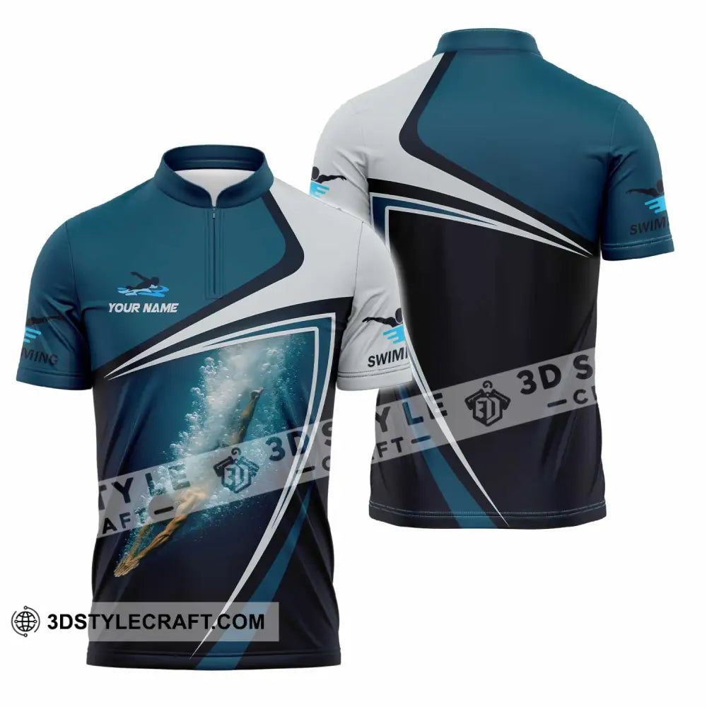Unisex Shirt - Custom Swimming 3D Shirt - Zipper Polo Shirt / S - T-shirt