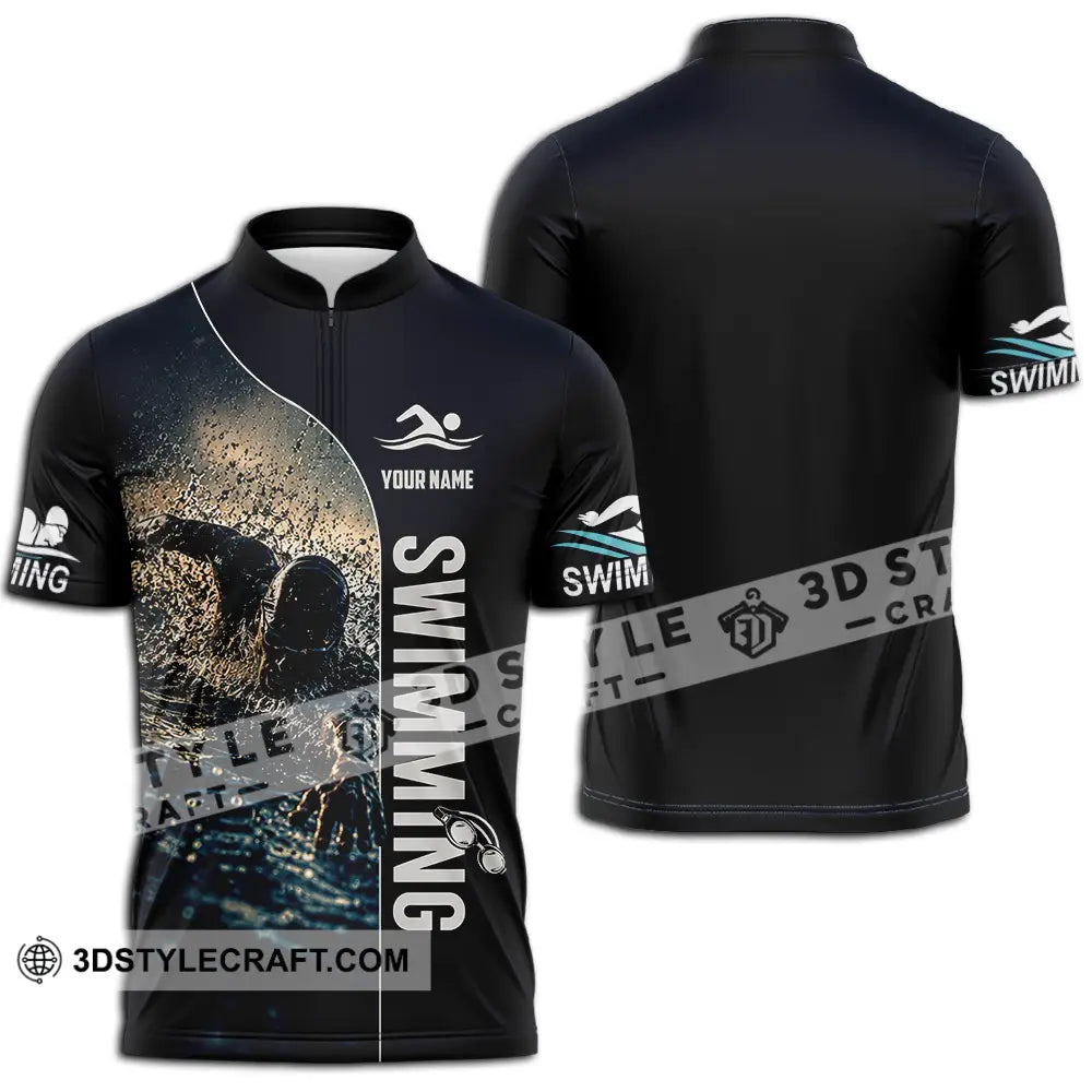 Unisex Shirt - Custom Swimming Shirt - Zipper Polo Shirt / S - T-shirt