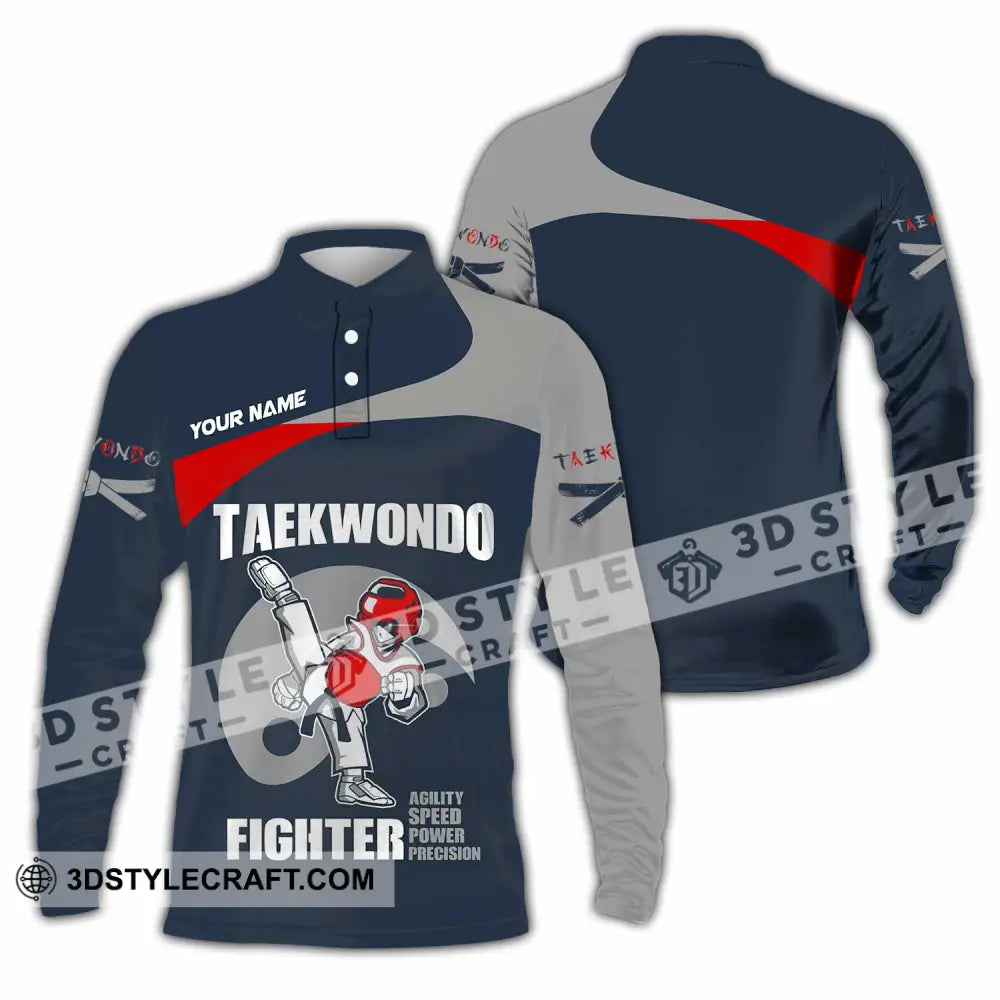 Unisex Shirt Custom Taekwondo Fighter Shirt Long Sleeve Polo / S T shirt