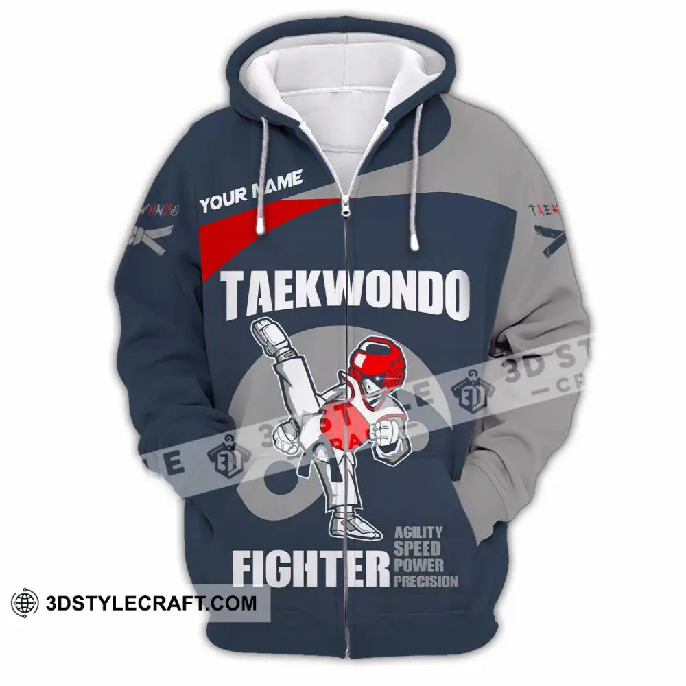 Unisex Shirt Custom Taekwondo Fighter Shirt Zipper Hoodie / S T shirt