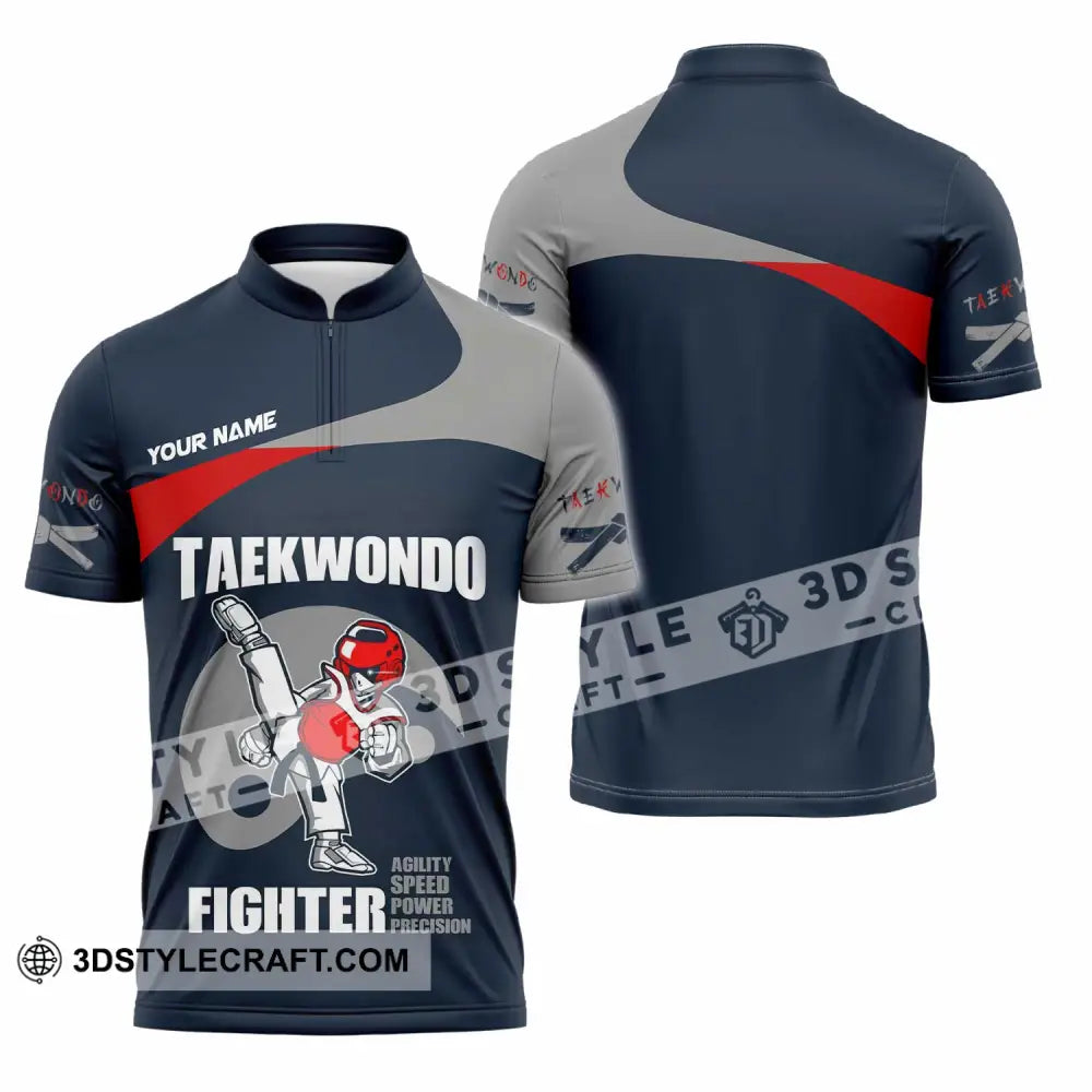 Unisex Shirt Custom Taekwondo Fighter Shirt Zipper Polo Shirt / S T shirt