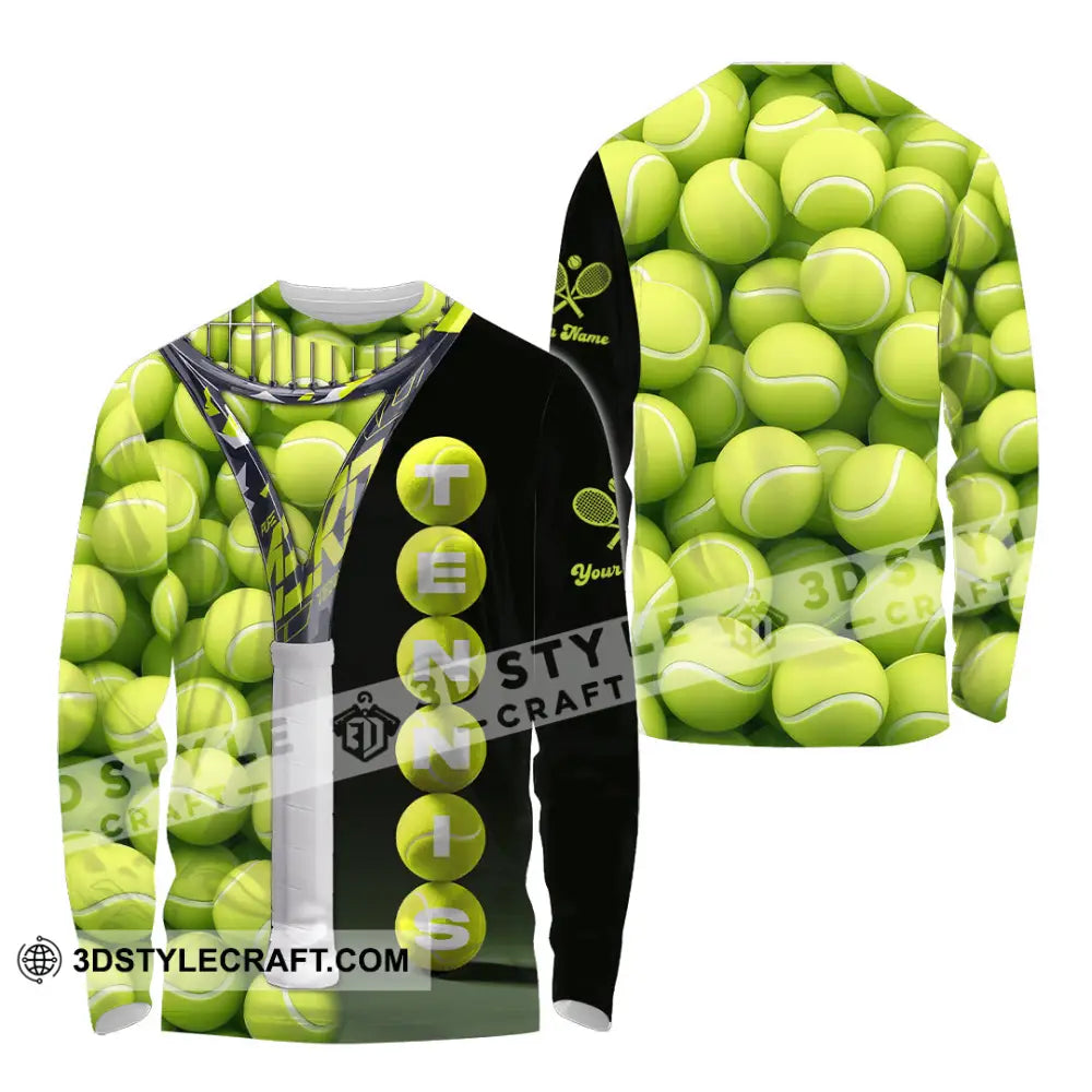 Unisex Shirt - Custom Tennis Ball Tennis Player Sport Shirt Long Sleeve Shirt / S T-shirt