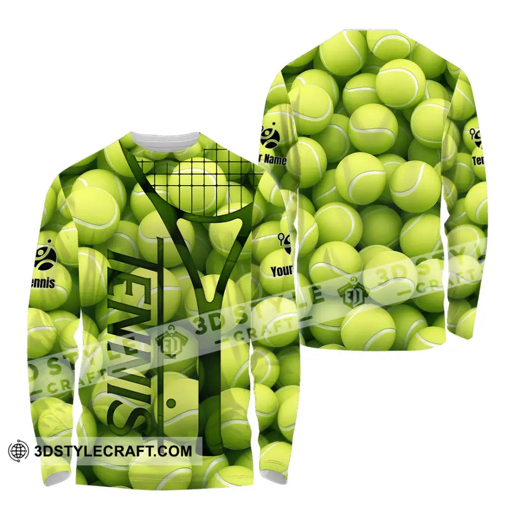 Unisex Shirt - Custom Tennis Ball Tennis Player Sport Shirt Long Sleeve Shirt / S T-shirt