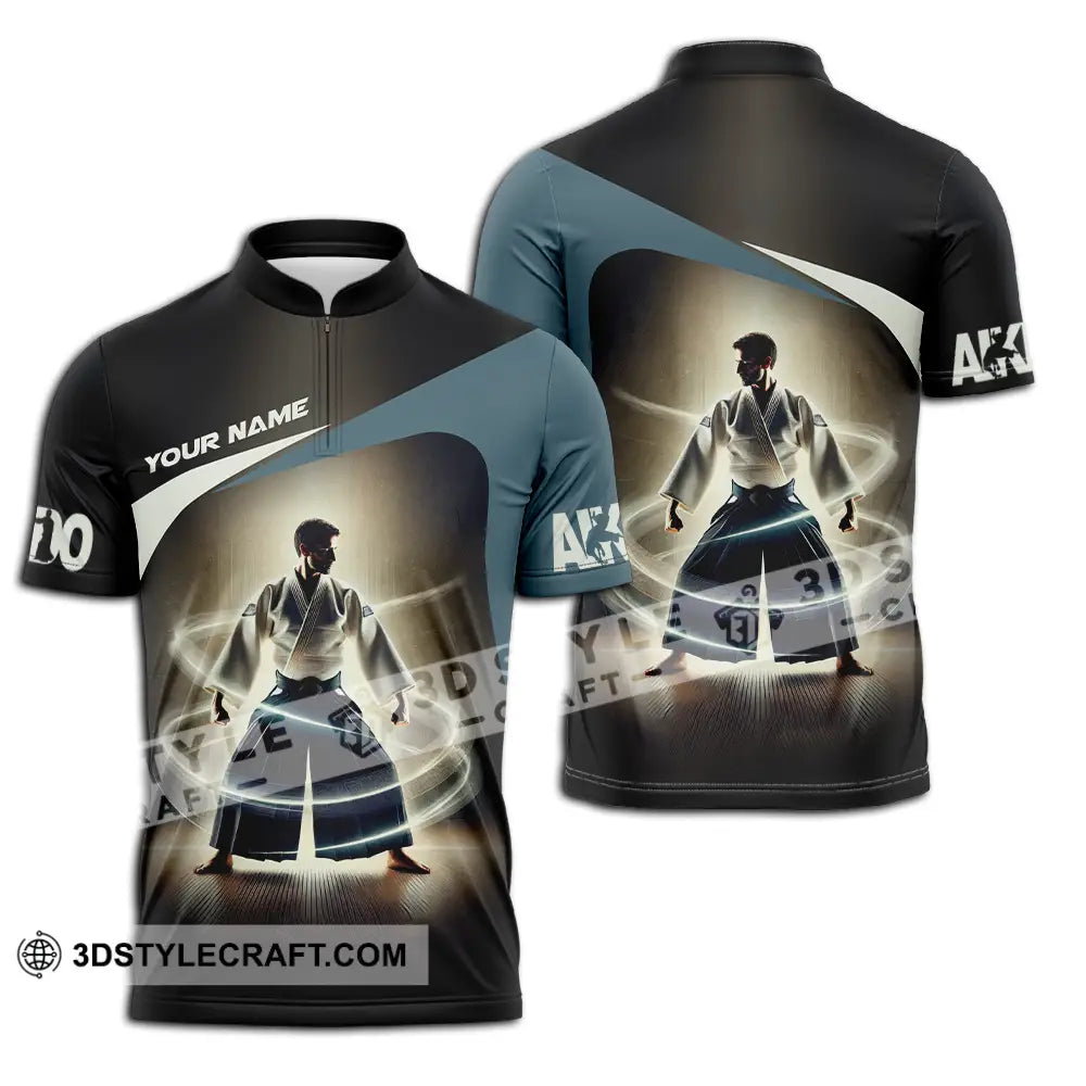 Unisex Shirt - Custom Text Aikido Zipper Polo / S T-Shirt