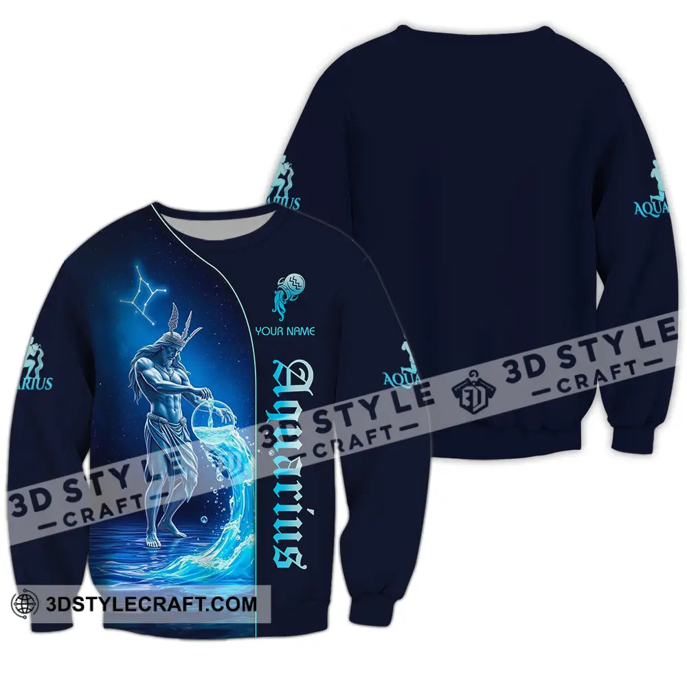 Unisex Shirt - Custom Text Aquarius Long Sleeve / S T-Shirt