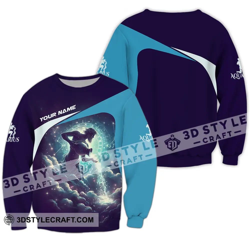 Unisex Shirt - Custom Text Aquarius Long Sleeve / S T-Shirt