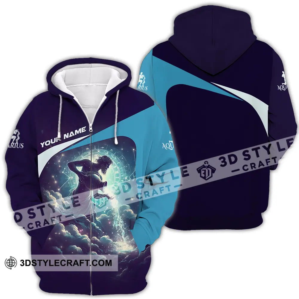 Unisex Shirt - Custom Text Aquarius Zipper Hoodie / S T-Shirt