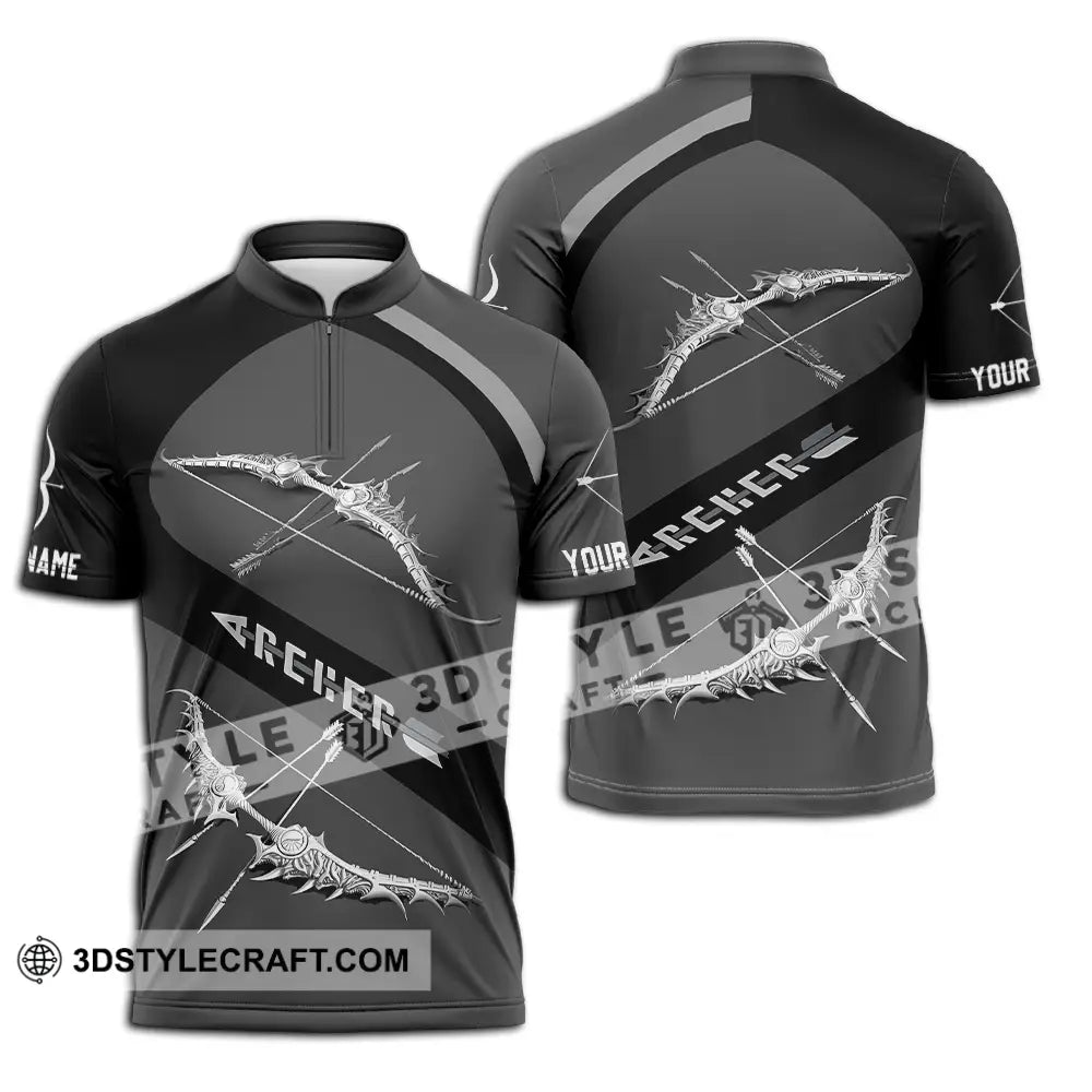 Unisex Shirt - Custom Text Archer Zipper Polo / S T-Shirt