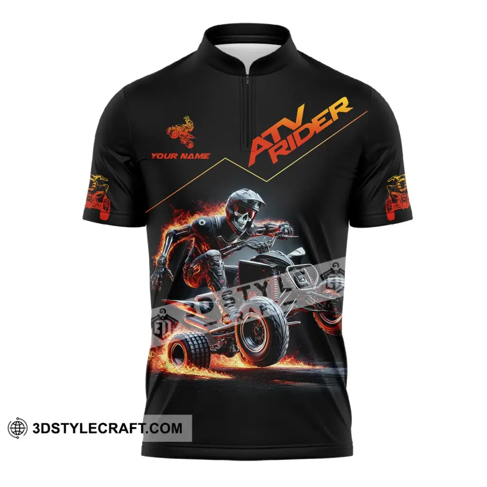Unisex Shirt - Custom Text Atv Rider Zipper Polo / S T-Shirt