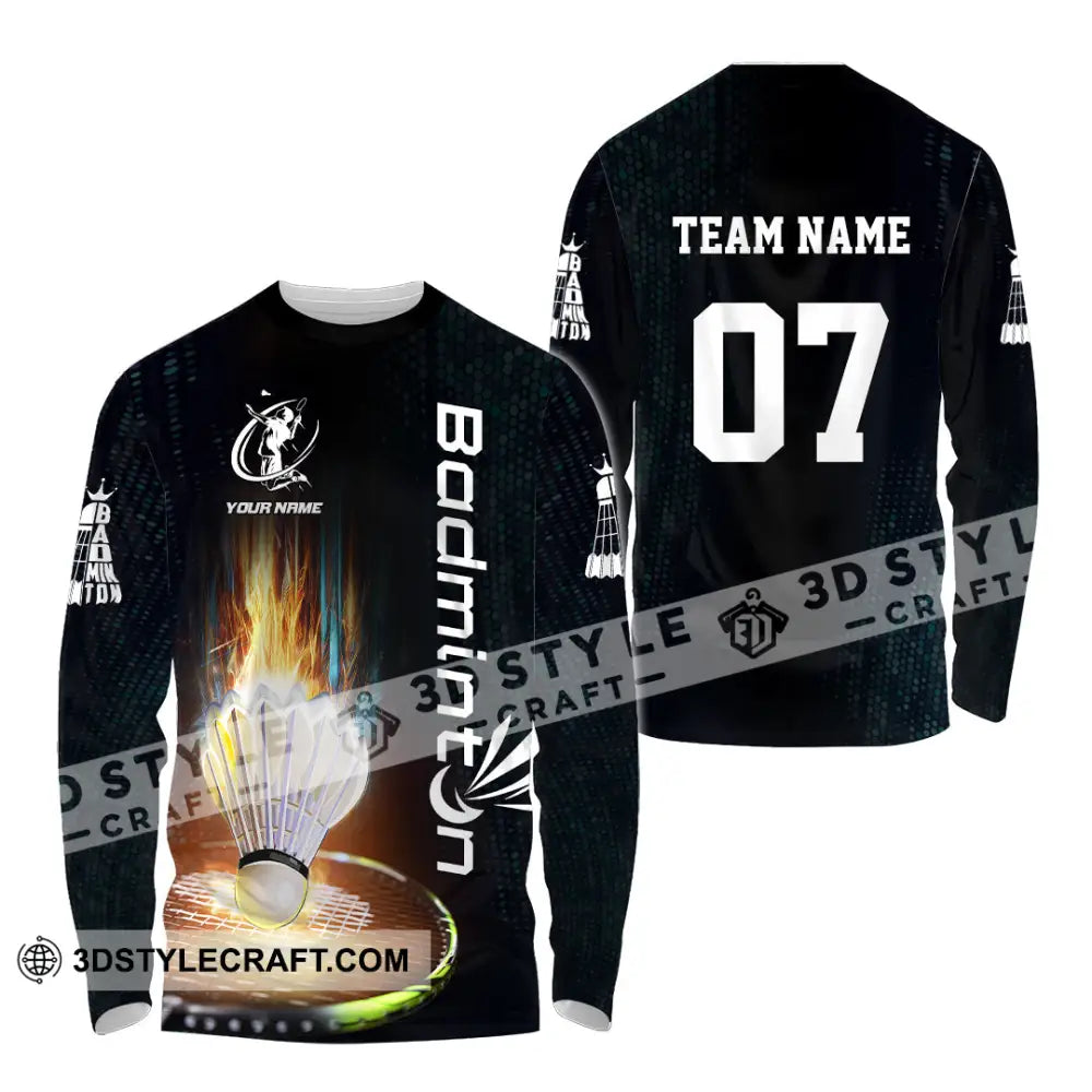 Unisex Shirt - Custom Text Shirt Badminton Shirt Long Sleeve Shirt / S T-shirt