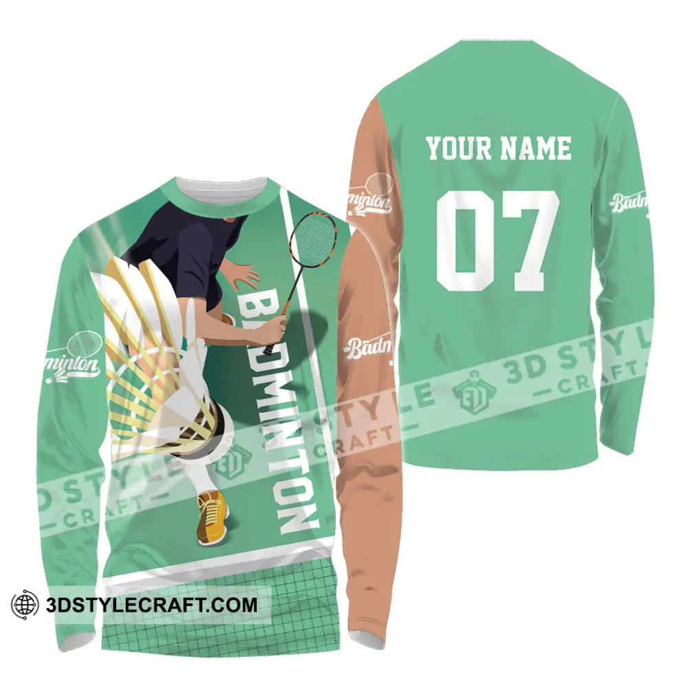Unisex Shirt - Custom Text Shirt Badminton Shirt Long Sleeve Shirt / S T-shirt