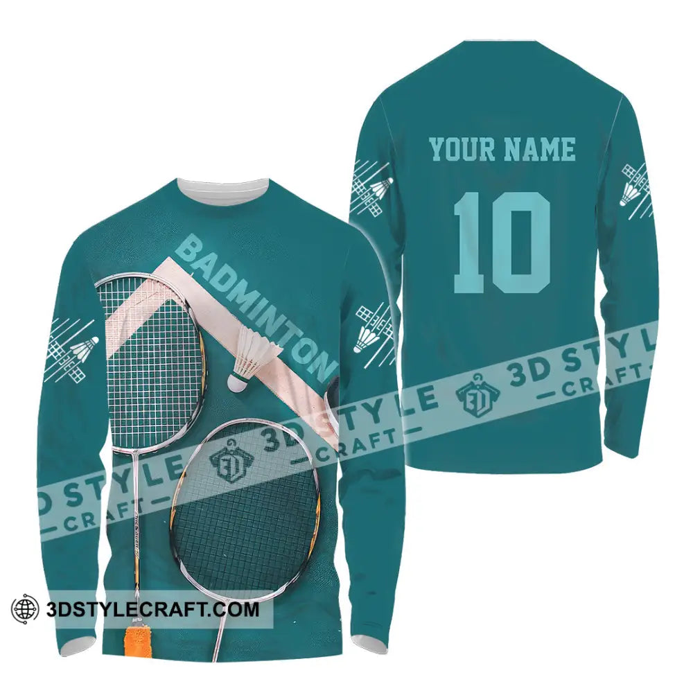 Unisex Shirt - Custom Text Shirt Badminton Shirt Long Sleeve Shirt / S T-shirt