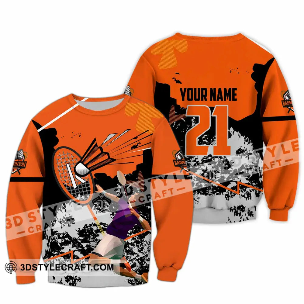 Unisex Shirt - Custom Text Shirt Badminton Long Sleeve / S T-shirt