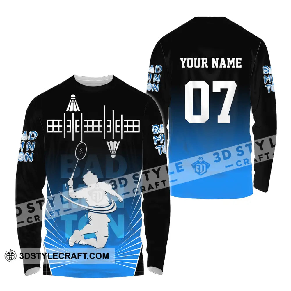 Unisex Shirt - Custom Text Shirt Badminton Shirt Long Sleeve Shirt / S T-shirt