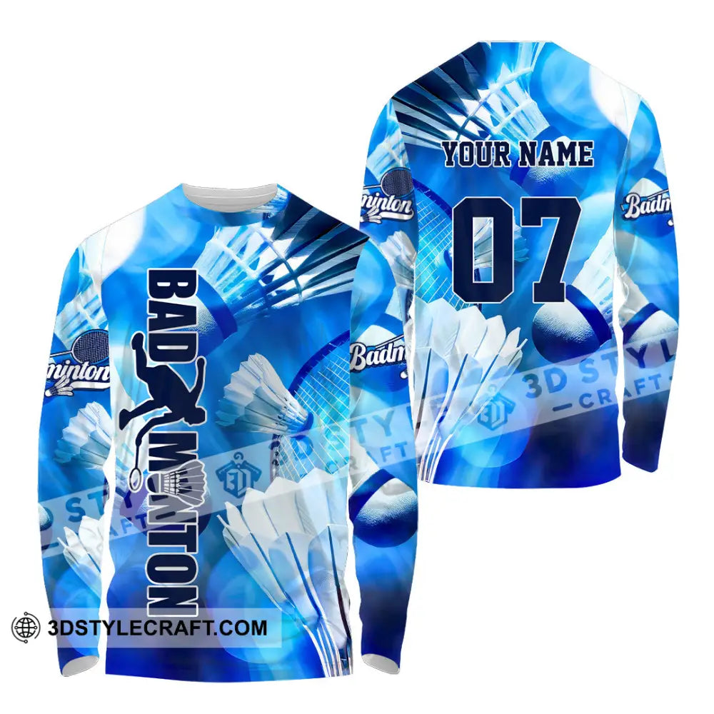 Unisex Shirt - Custom Text Shirt Badminton Shirt Long Sleeve Shirt / S T-shirt