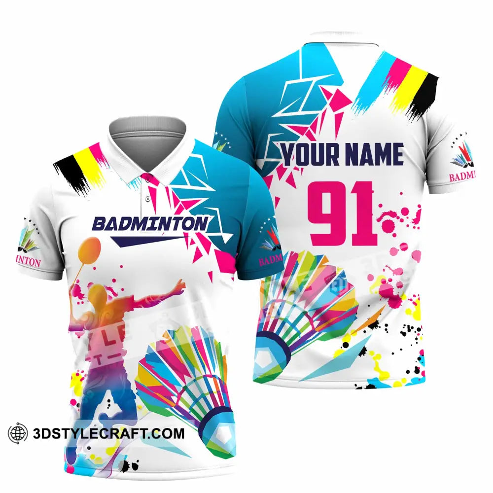 Unisex Shirt - Custom Text Shirt Badminton Polo Shirt / S T-shirt