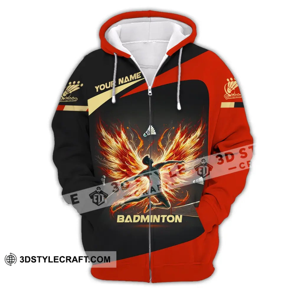 Unisex Shirt - Custom Text Badminton Zipper Hoodie / S T-Shirt