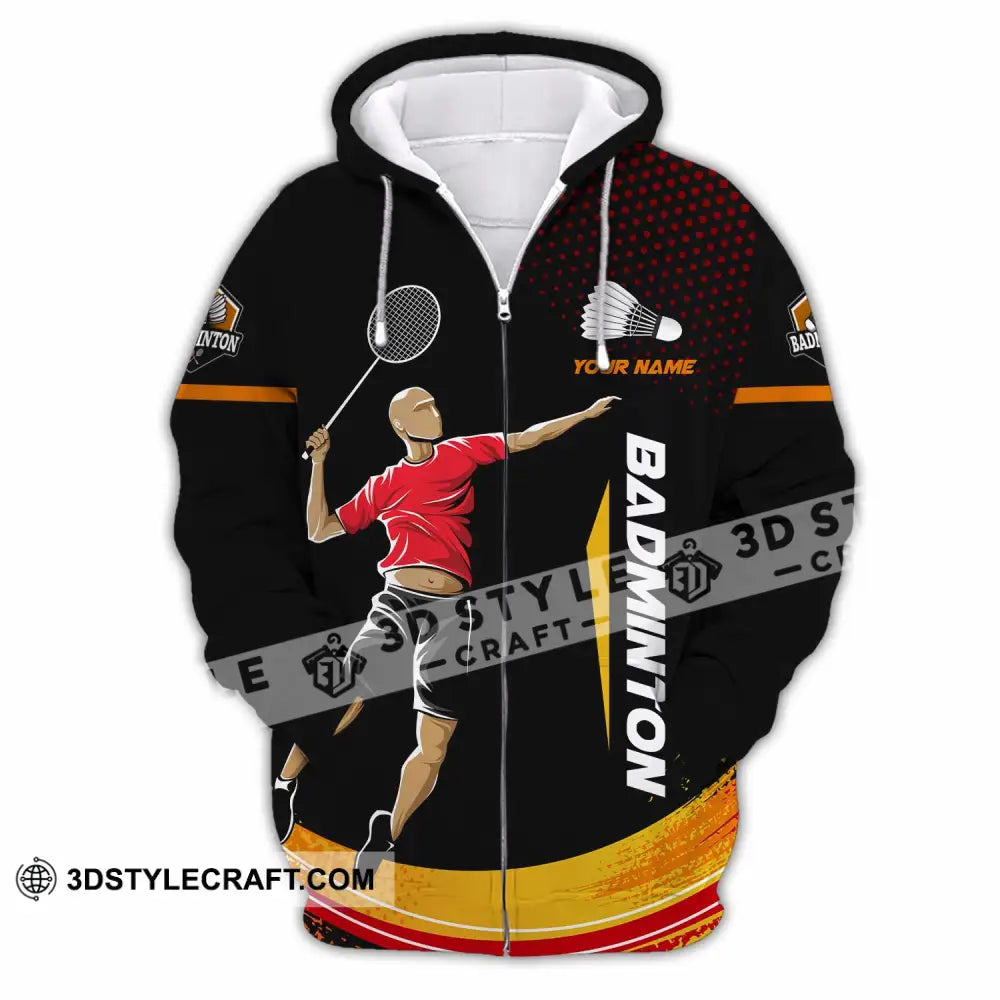 Unisex Shirt - Custom Text Shirt Badminton Zipper Hoodie / S T-shirt