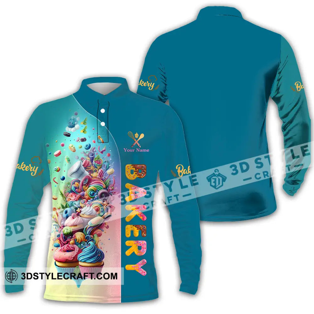 Unisex Shirt - Custom Text Bakery Long Sleeve Polo / S T-Shirt