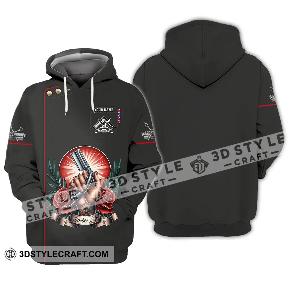 Unisex Shirt - Custom Text Barber Life Hoodie / S T-Shirt