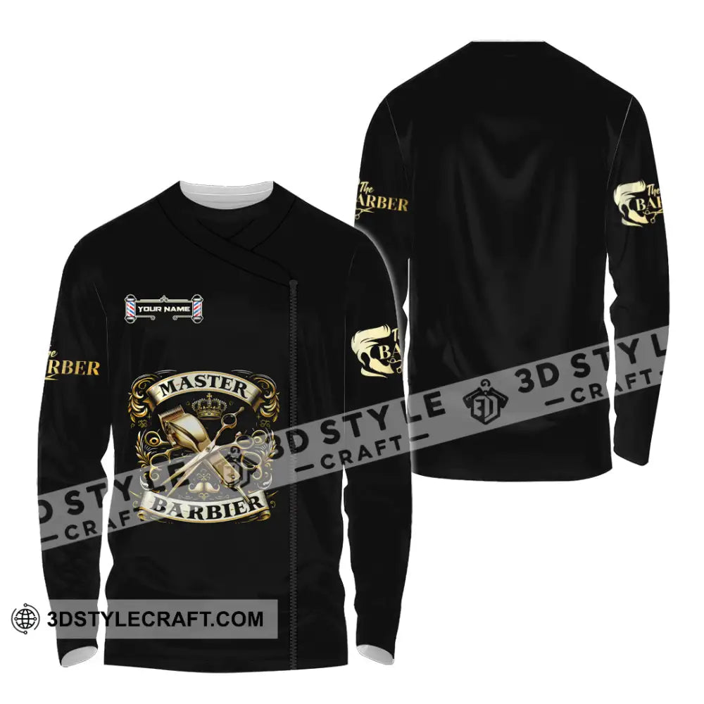 Unisex Shirt - Custom Text Shirt Barber Shirt Long Sleeve Shirt / S T-shirt