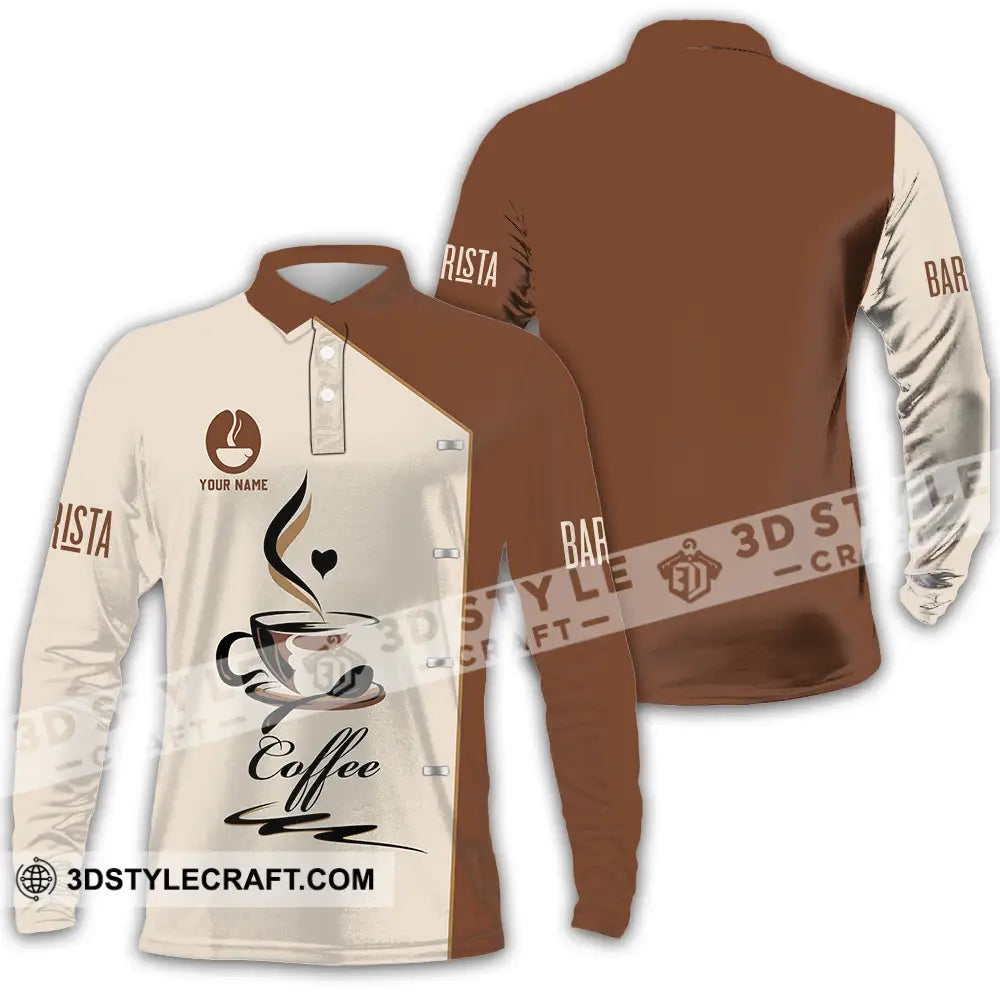 Unisex Shirt - Custom Text Shirt Barista Shirt Long Sleeve Polo / S T-shirt