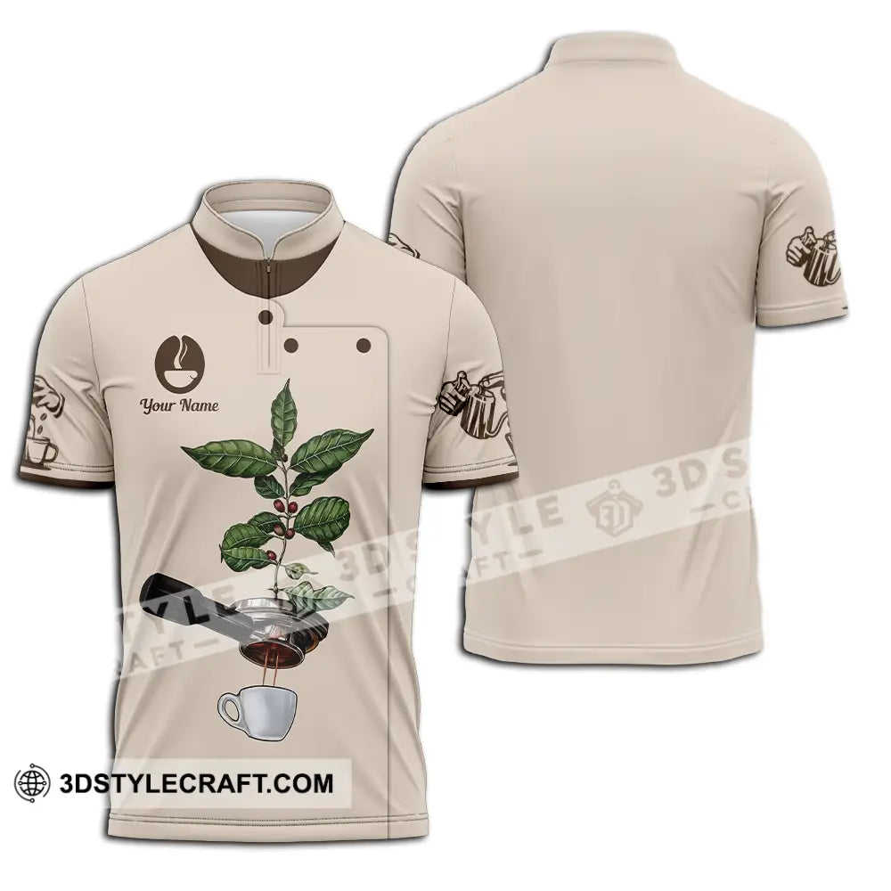 Unisex Shirt - Custom Text Shirt Barista Shirt Zipper Polo Shirt / S T-shirt