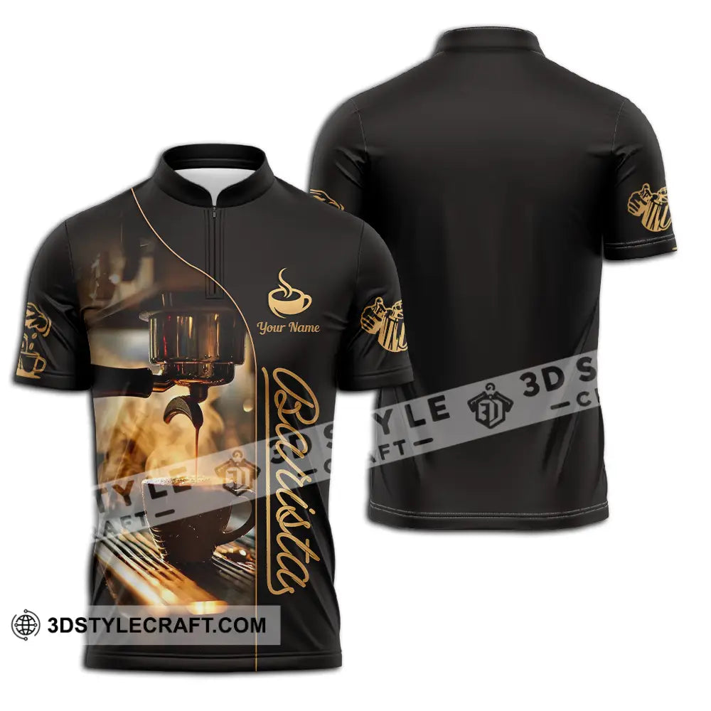 Unisex Shirt - Custom Text Shirt Barista Shirt Zipper Polo Shirt / S T-shirt