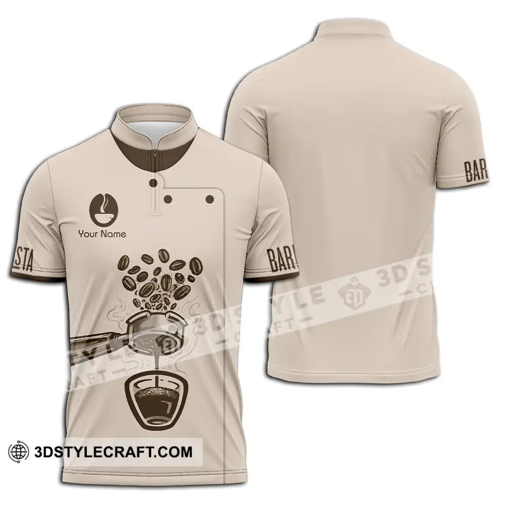Unisex Shirt - Custom Text Shirt Barista Shirt Zipper Polo Shirt / S T-shirt