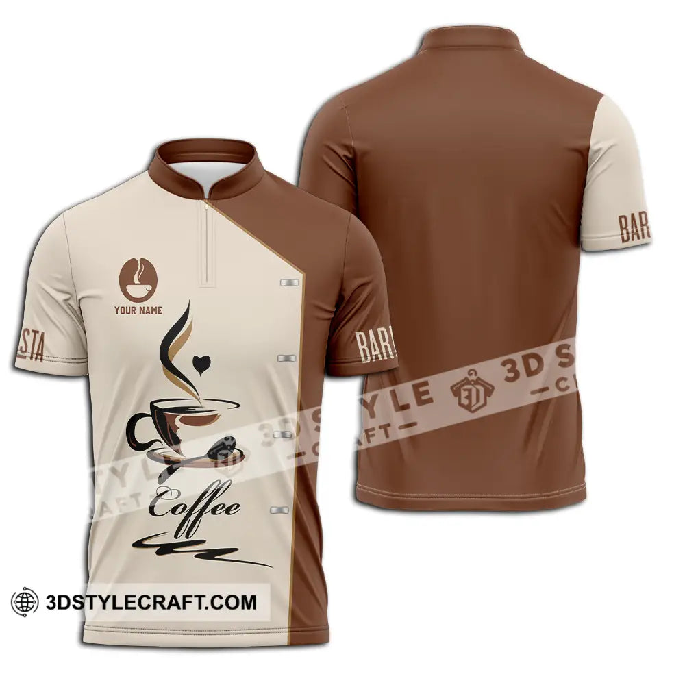 Unisex Shirt - Custom Text Shirt Barista Shirt Zipper Polo Shirt / S T-shirt