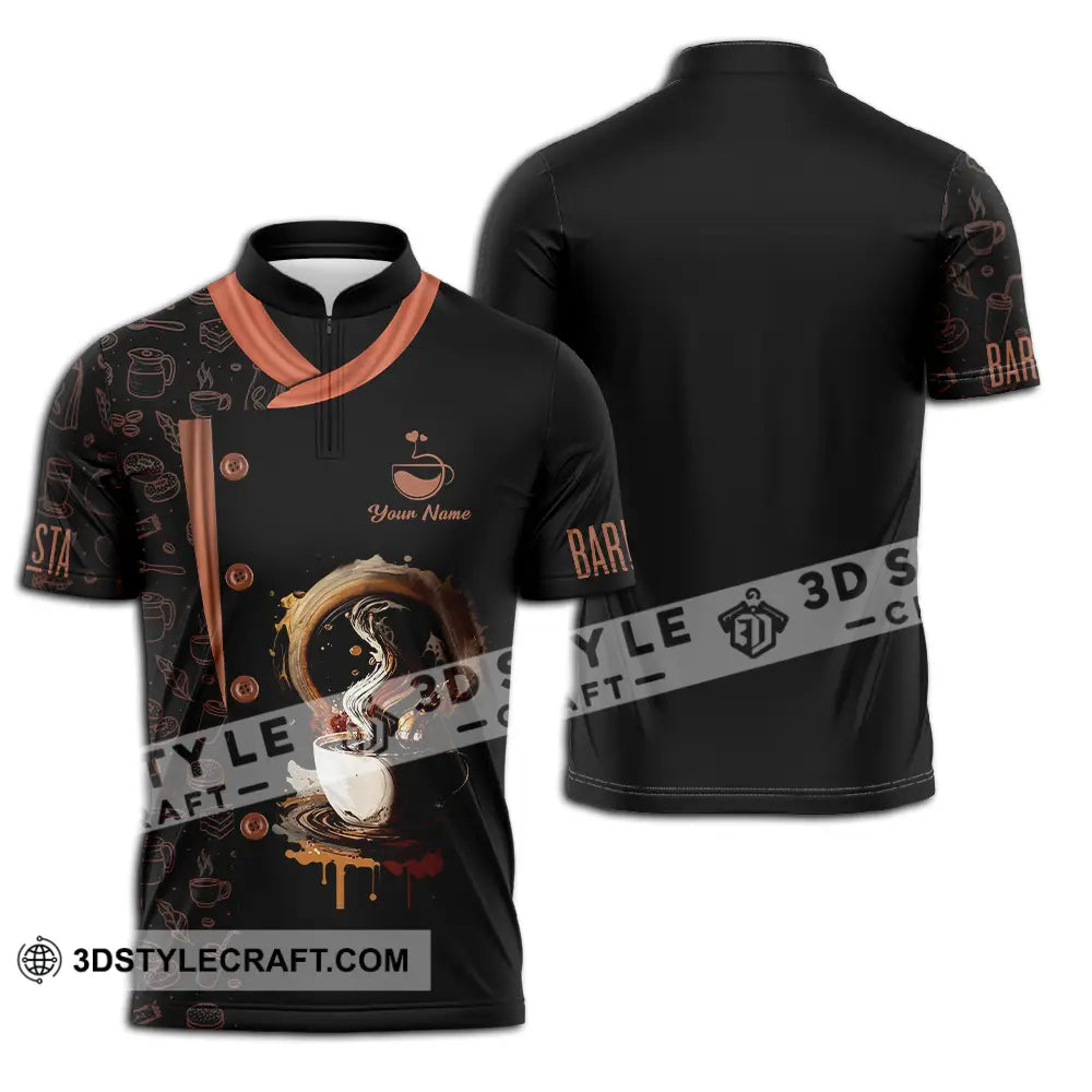 Unisex Shirt - Custom Text Shirt Barista Shirt Zipper Polo Shirt / S T-shirt