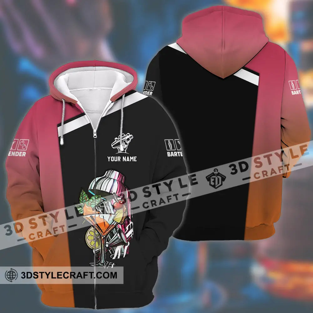 Unisex Shirt - Custom Text Shirt Bartender Shirt Zipper Hoodie / S T-shirt